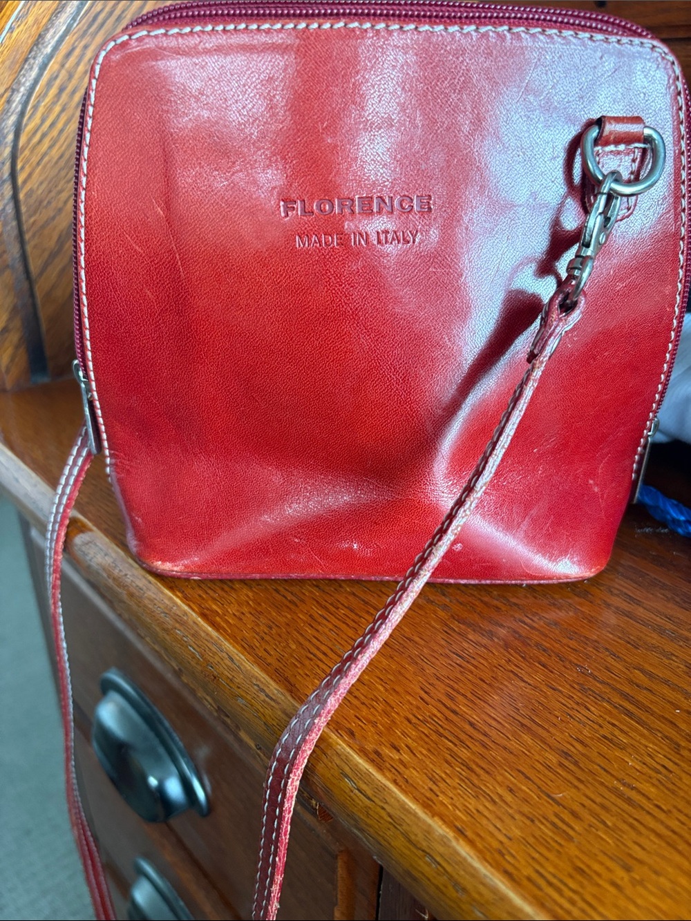 Red Leather Crossbody Bag